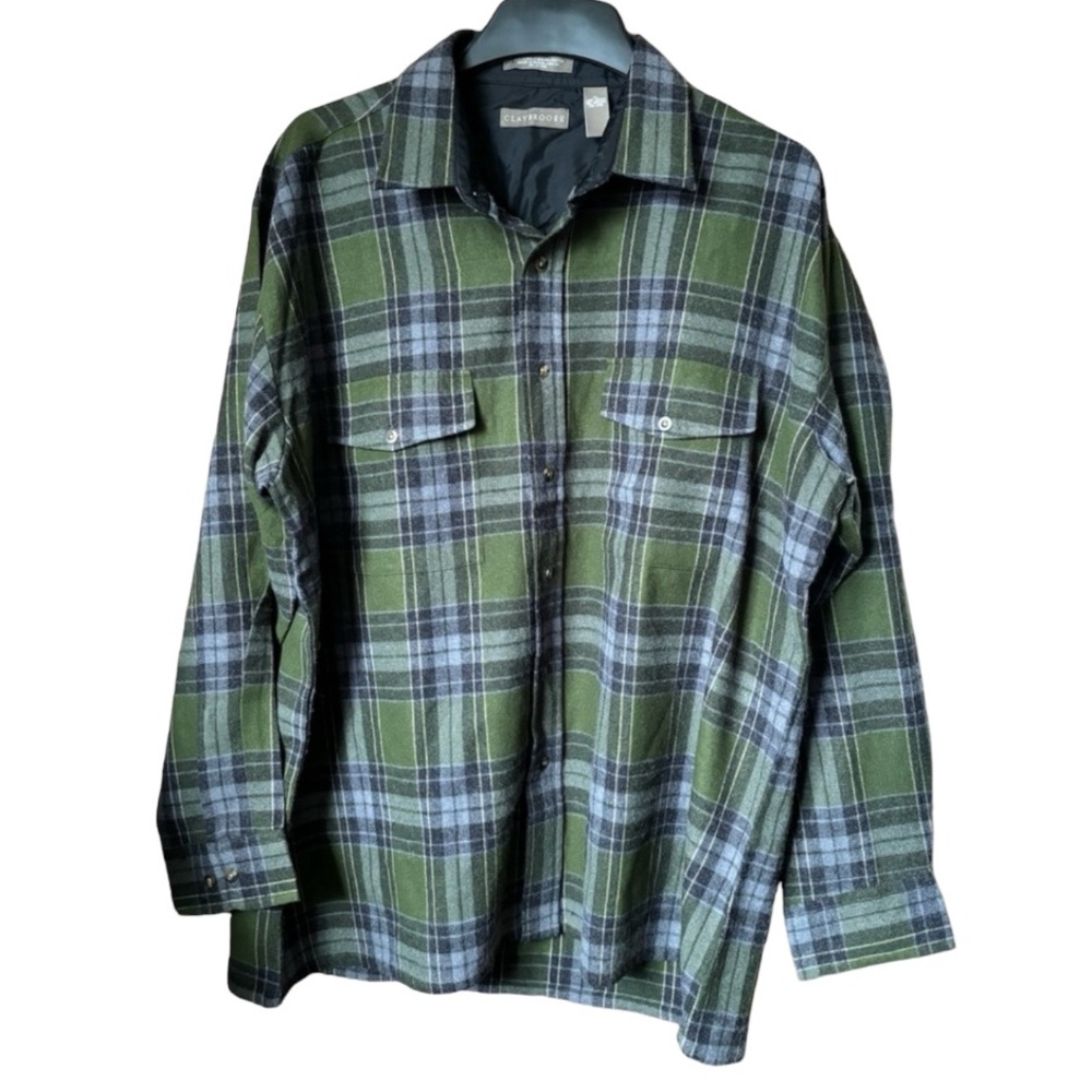 Clay Brooke Grey and Green flannel Size XL